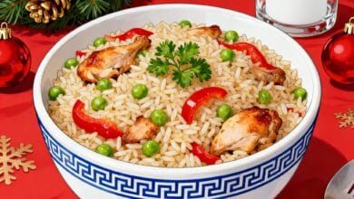 Arroz à Grega de Natal Simples e Colorido Acompanhamento Tradicional da Ceia